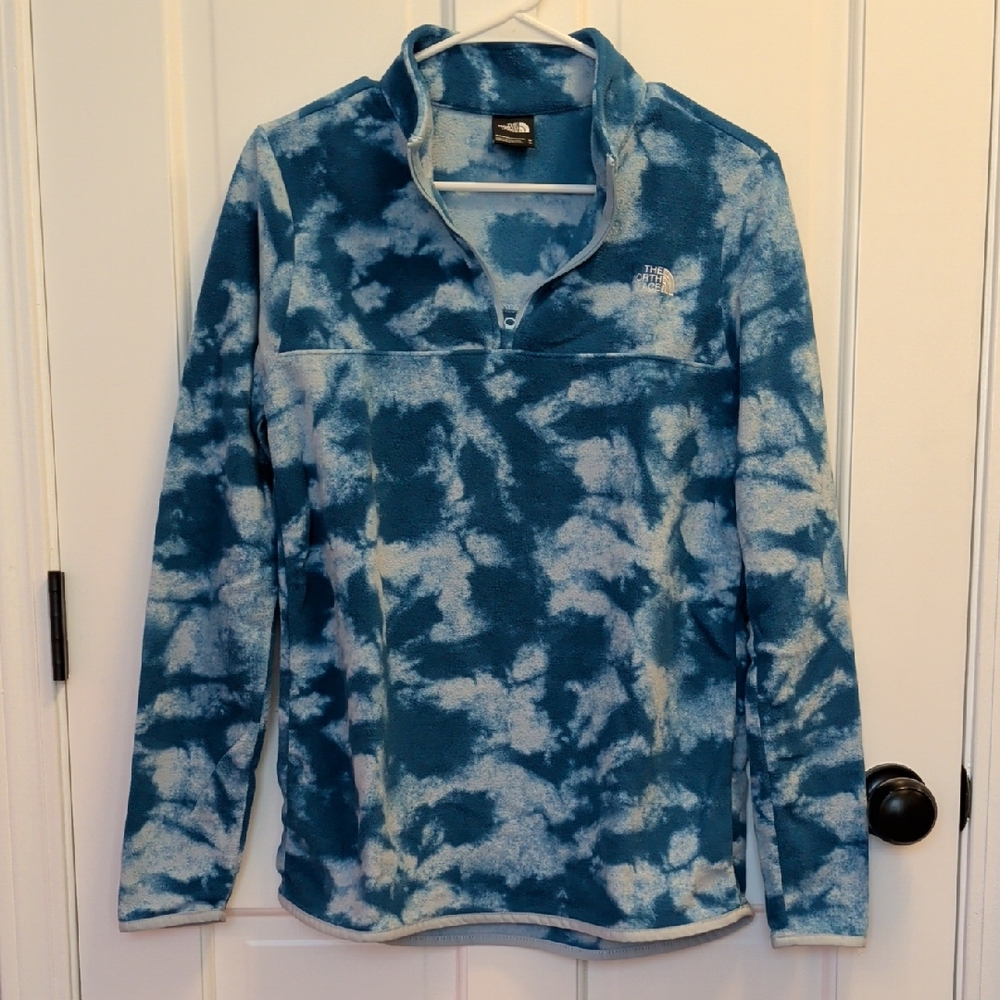 The North Face Blue and White Fleece Pullover